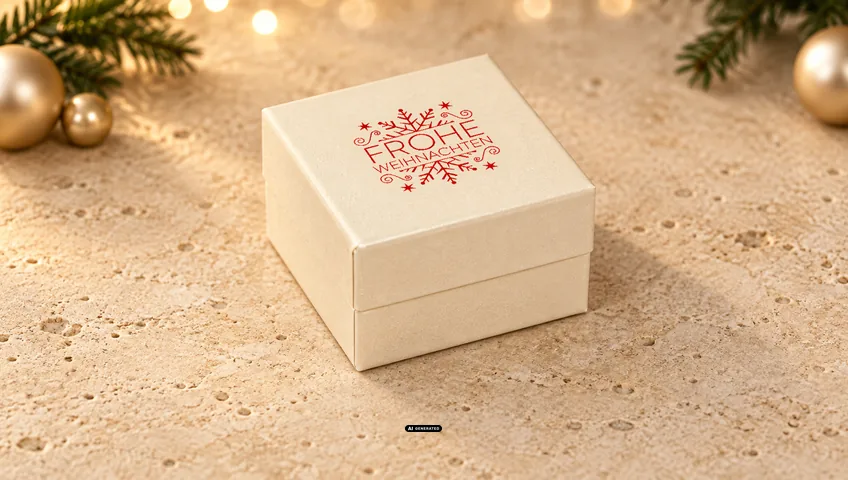 LESER Schmuckschachtel 0230 PLAIN creme mit dem Weihnachtsmotiv FLAKE in Rot
