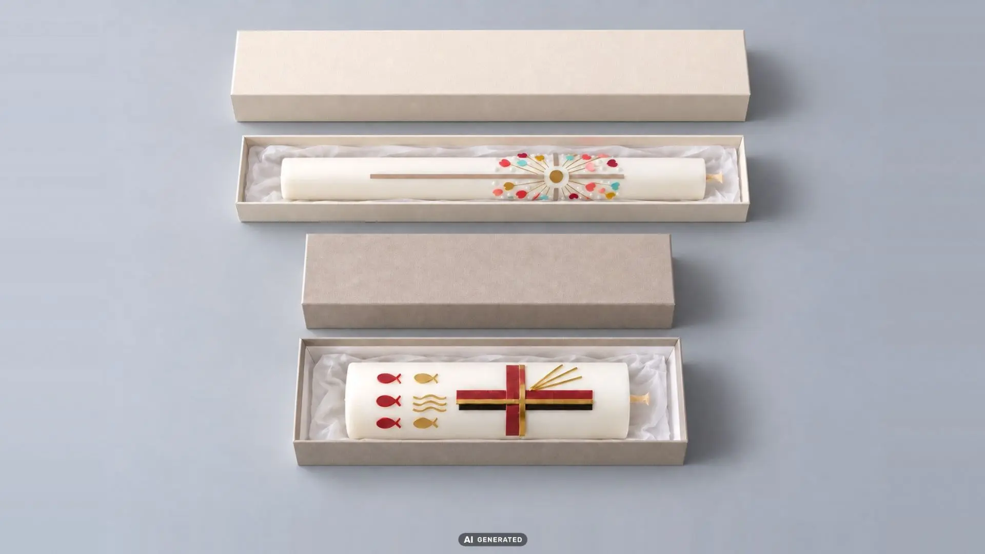 Verpackung für Taufkerzen und Konfirmationskerzen